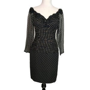 Vtg Neiman Marcus Liancarlo Black Polka Dot Dress